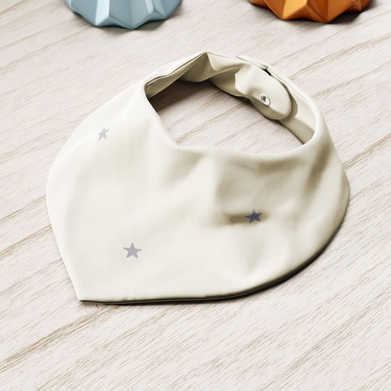 Babador Bandana Estrelinha Bege e Cinza