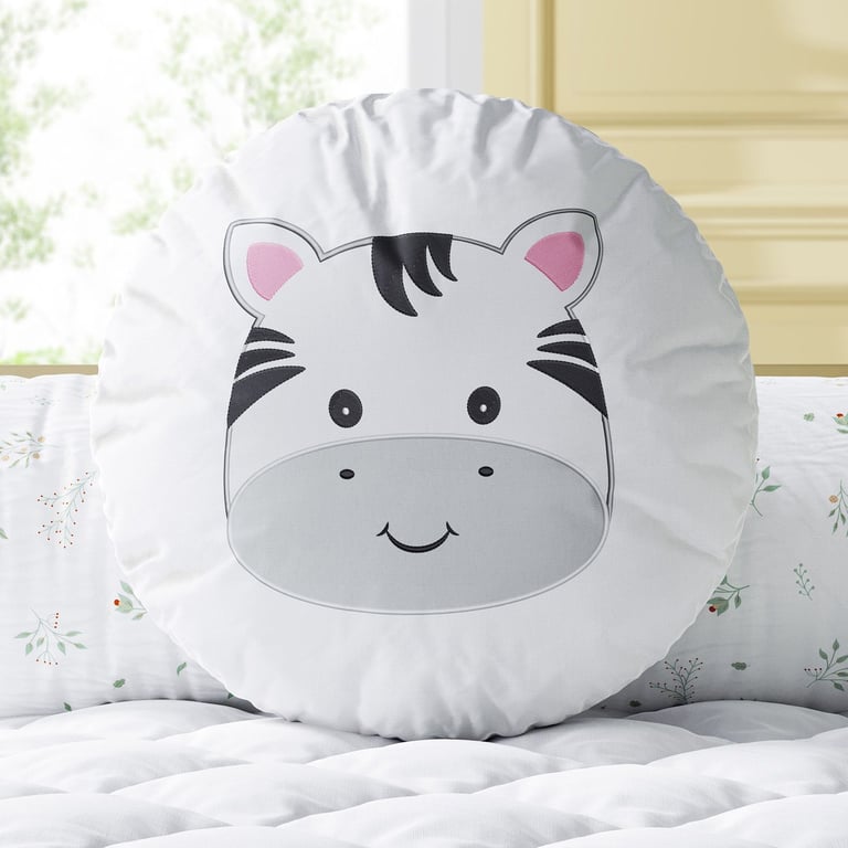 Almofada Redonda Amiguinha Zebra Bordada 30cm