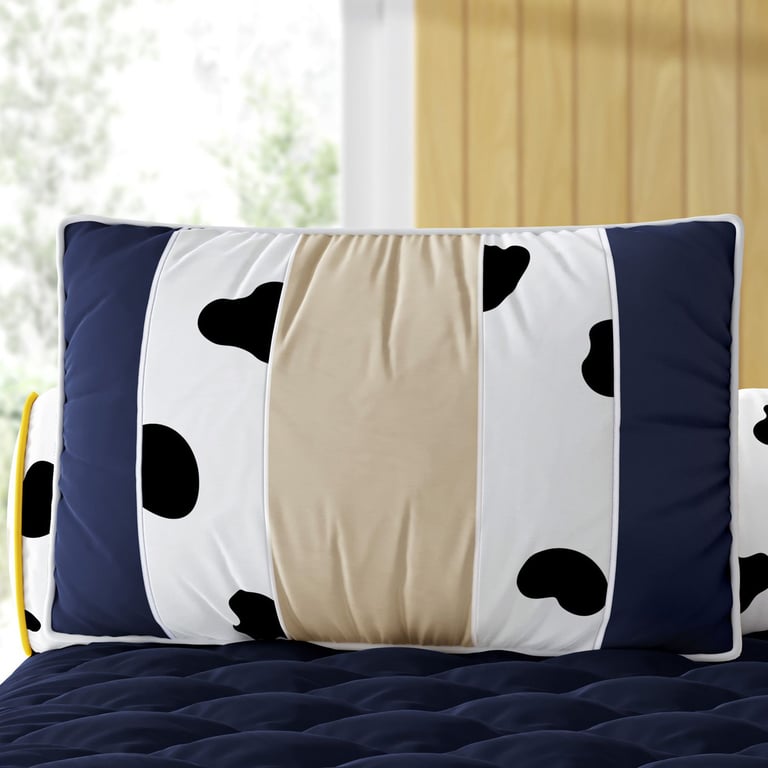 Almofada Baguete Malhada, Azul Marinho e Bege 45cm