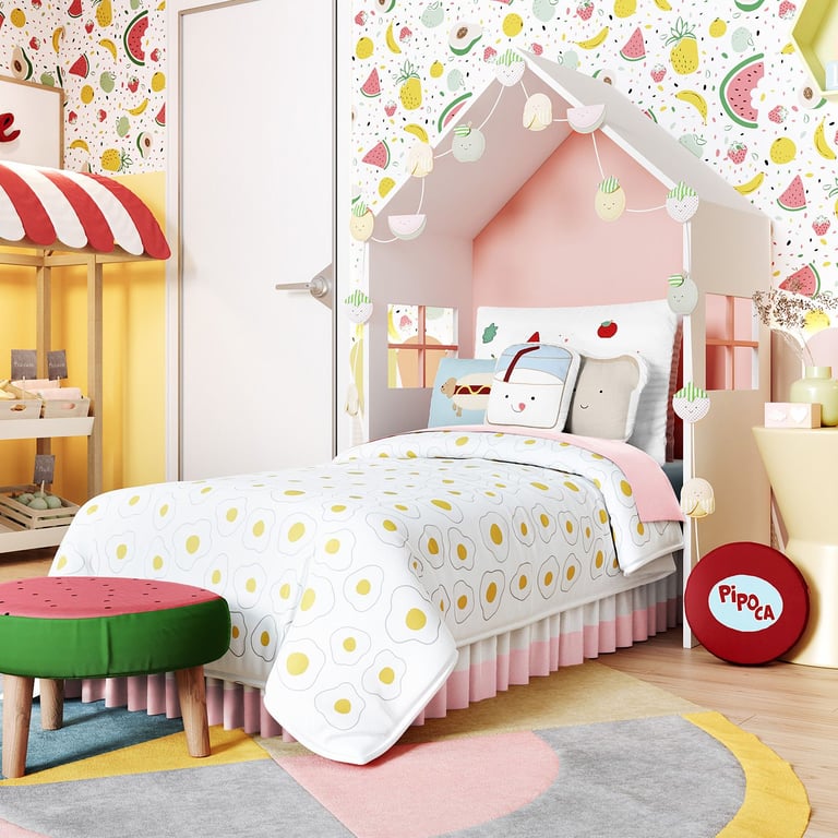 Edredom Infantil Solteiro Ovo Frito — vista alternativa