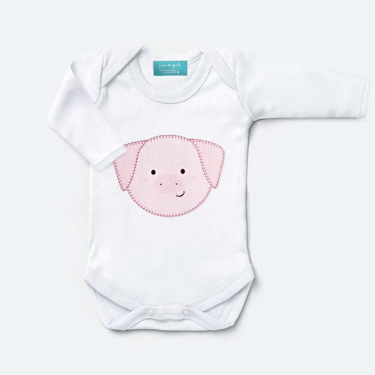 Body Manga Curta Amiguinho Porquinho Tam P