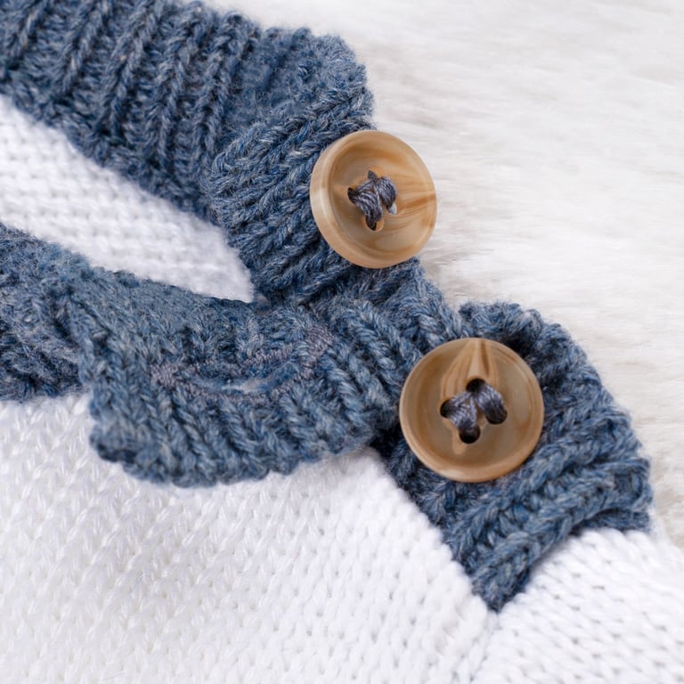 Casaquinho Tricot Listra Azul Jeans — vista alternativa