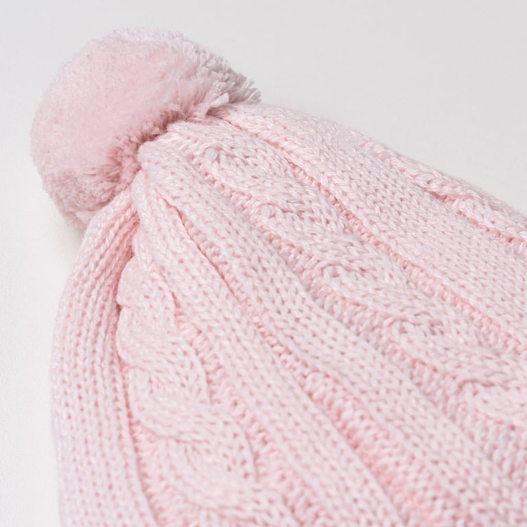 Touca para Bebê Tricot Trança Pompom Rosa Tam M — vista alternativa