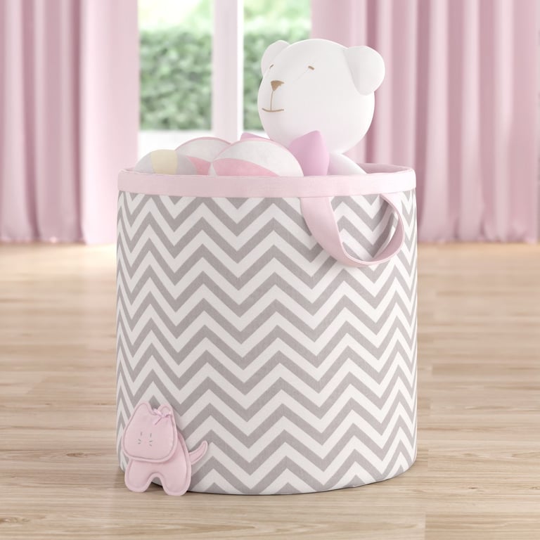 Cesto Organizador para Brinquedos Chevron Amiguinhas 42cm — vista alternativa