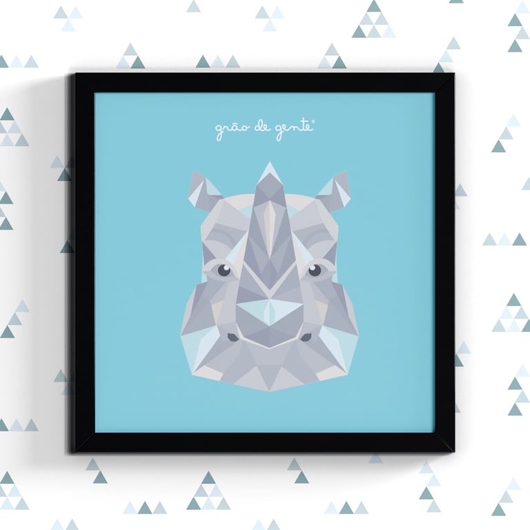 Quadro Rinoceronte Geométrico 38cm