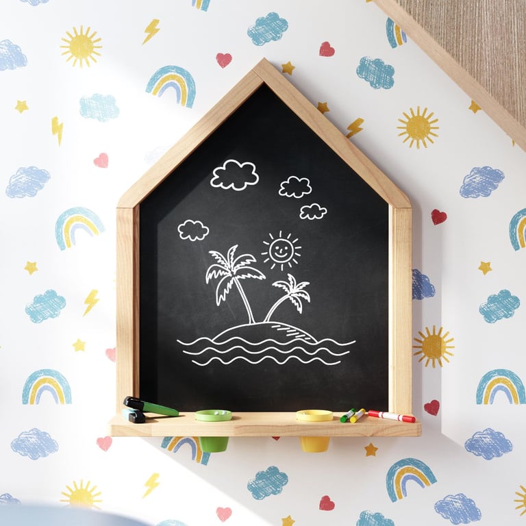 Lousa de Parede Casinha para Desenho Madeira