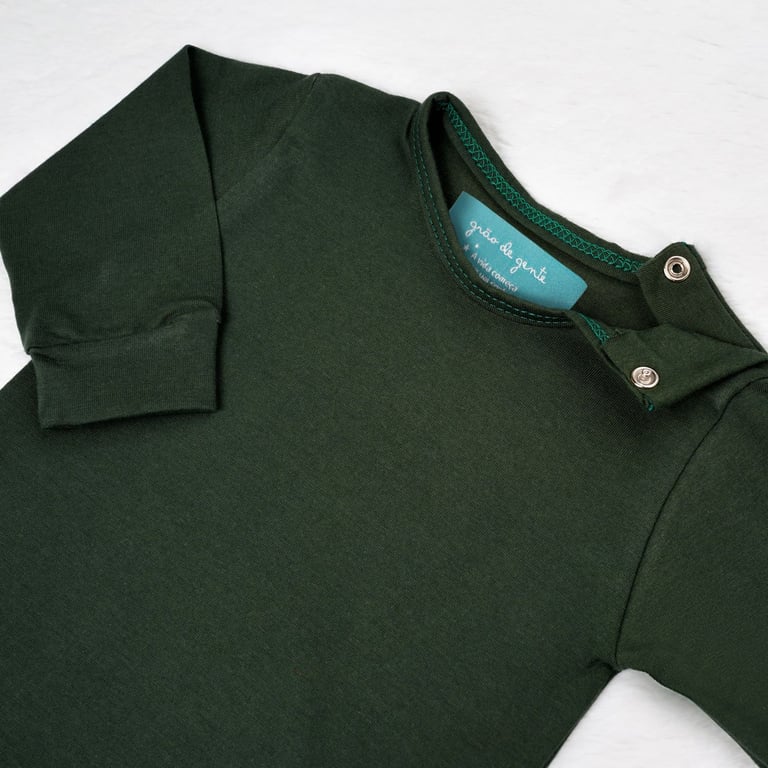 Body Manga Longa Baby Basics Verde Musgo Tam Prematuro — imagem 1 de 4
