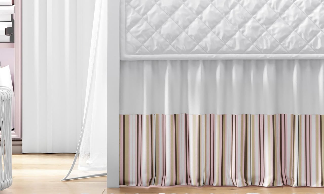 Saia de Berço Barra Listrada Rosa e Bege