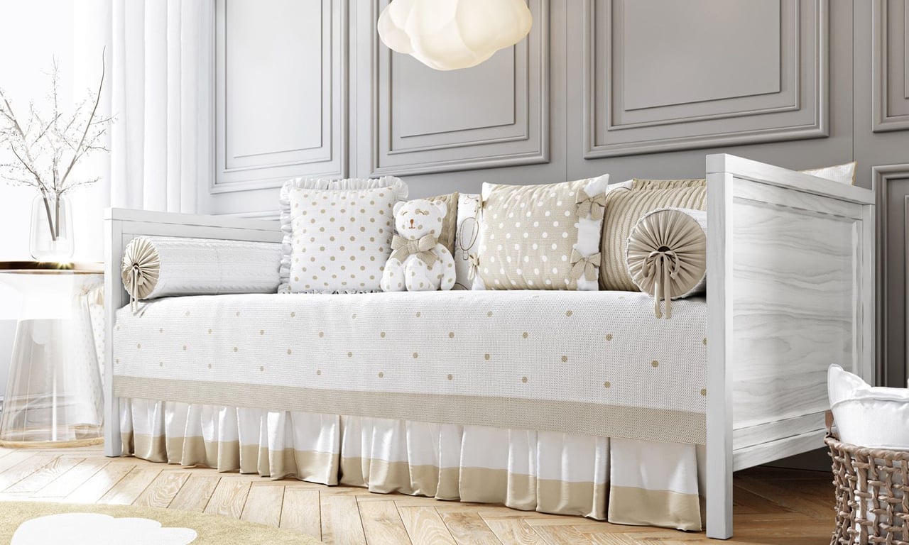 Kit Cama Babá Tricot Poá Balão Bege — vista alternativa