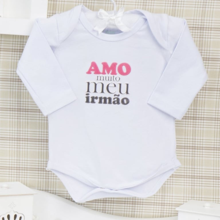 Body Manga Longa Amo Muito Meu Irmão Branco Tam M
