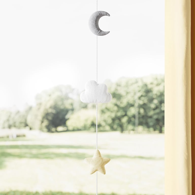 Pêndulo Cortina Estrela, Nuvem e Lua Amarelo