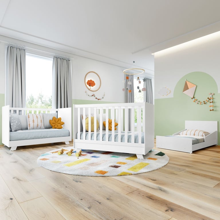 Berço Americano Branco e Amadeirado Retrô