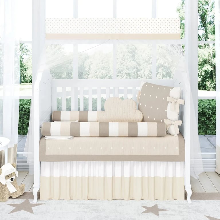 Kit Berço Tricot Poá Bege