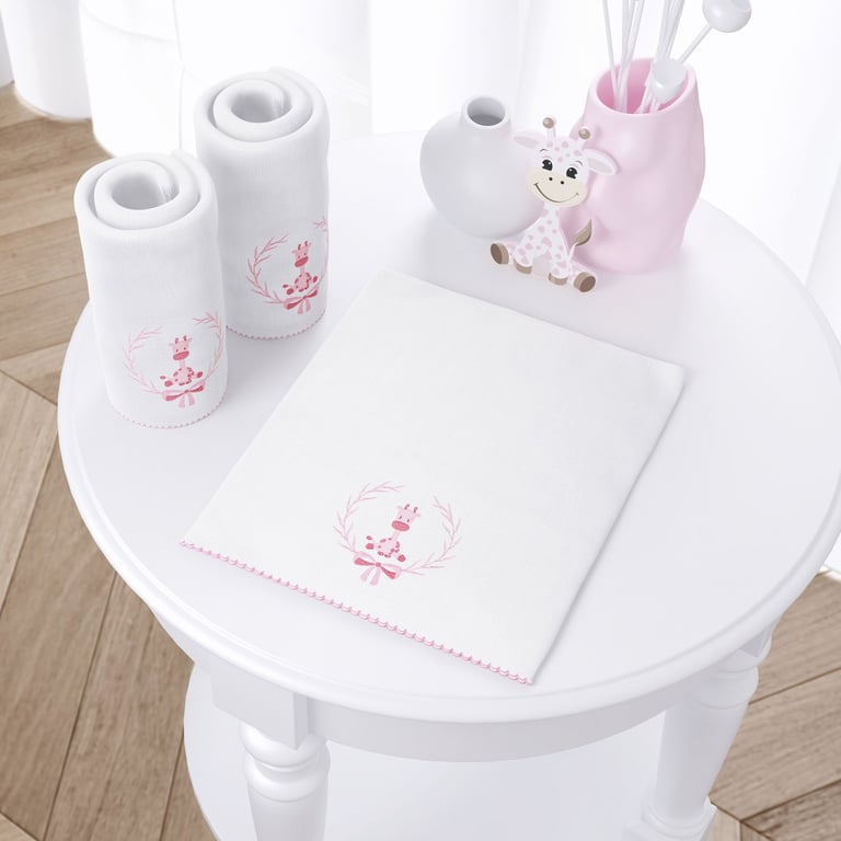 Jogo de Fraldas Ombro Girafinha Clássica Rosa com 3