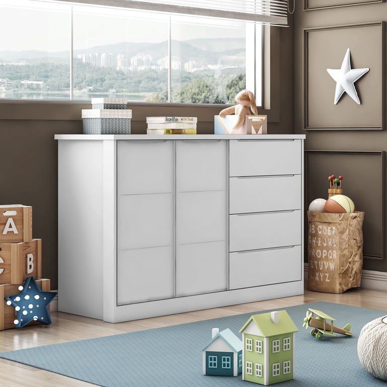 Cômoda Infantil Branco com Porta Pérola
