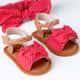 Sandália de Bebê com Faixa de Cabelo Maxi Lacinho Poá Vermelho Tam 15 - imagem 2