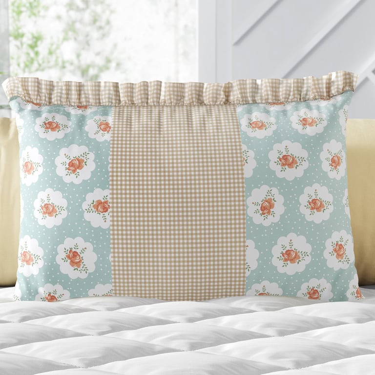 Almofada Retangular Floral Liberty Poá Verde 35cm