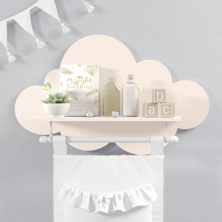 Prateleira Nuvem com Suporte para Varão Bege