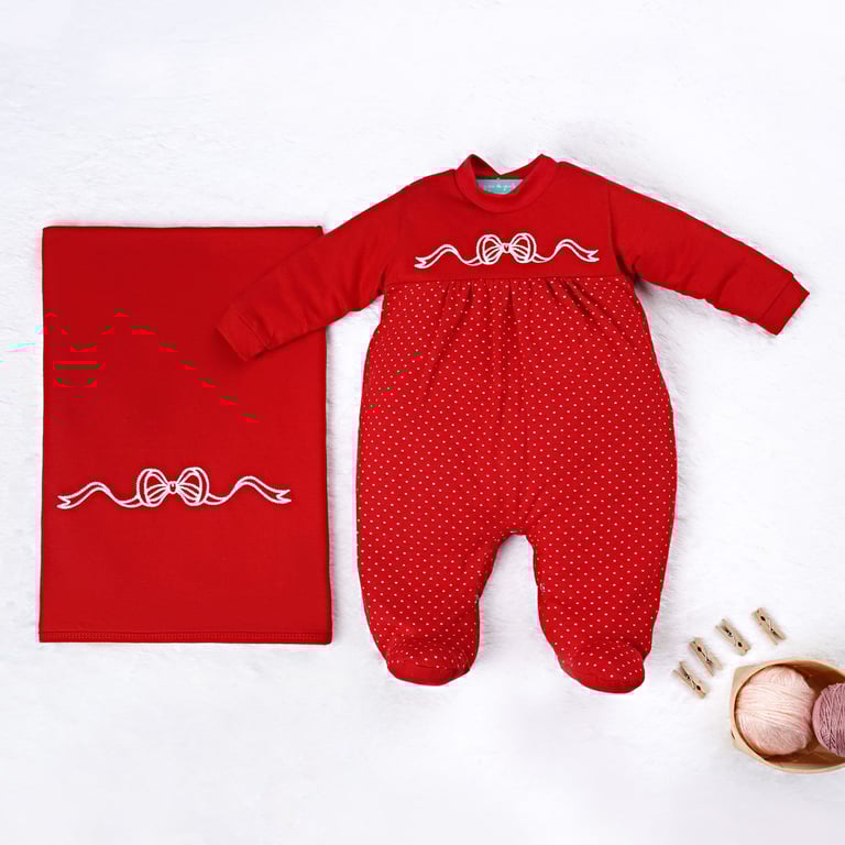 Saída Maternidade Lacinho Vermelho 02 Peças