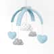 Móbile Coração e Nuvem Poá Azul Bebê - imagem 1