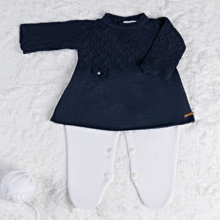 Saída Maternidade Tricot Vestido com Laços Amarelo Camomila 02 Peças