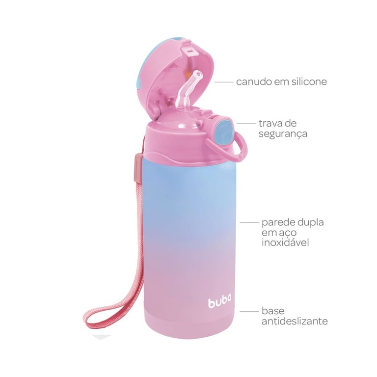 Copo Térmico Parede Dupla com Canudo Azul e Verde — vista alternativa