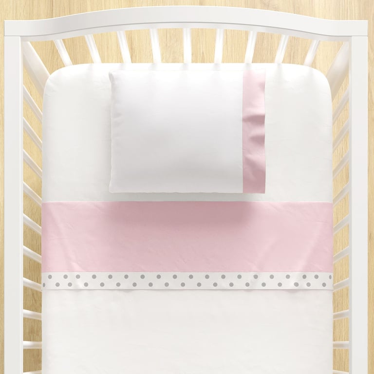 Jogo de Lençol Berço Azul com Faixa Poá 3 peças