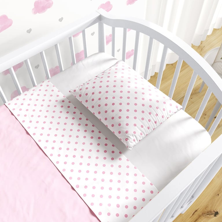 Jogo de Lençol Berço Poá Rosa e Branco 3 Peças — vista alternativa