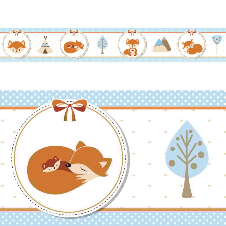 Faixa Adesiva de Parede Raposinhas Laranja