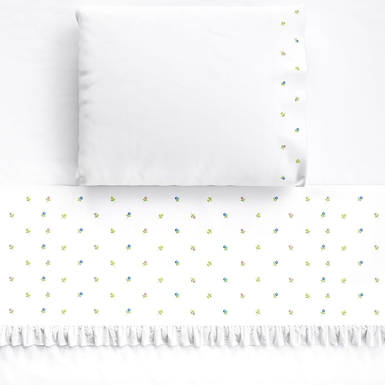 Jogo de Lençol Berço Bordado Floral Petit 3 peças