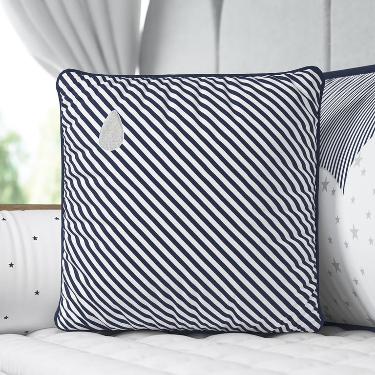 Almofada Listrada Gotinha Azul/Salmão 38cm