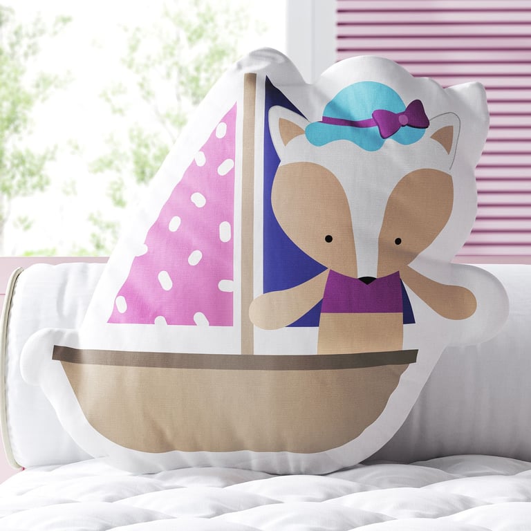 Almofada Raposa de Chapéu no Barquinho 33cm