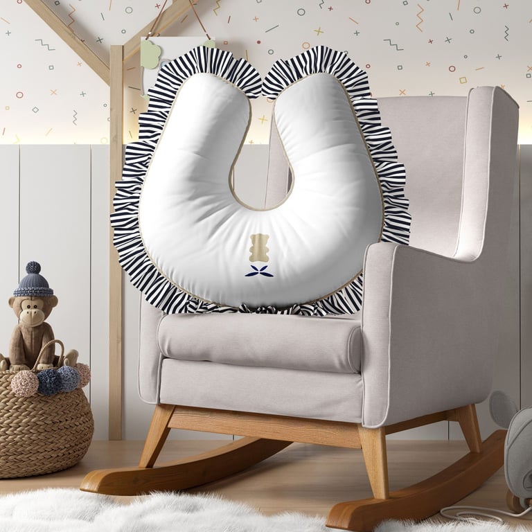 Almofada Amamentação Urso Luxo Branco e Azul Marinho — vista alternativa