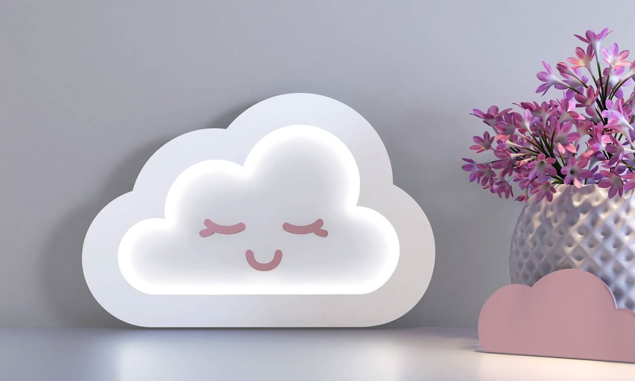 Luminária de Mesa Nuvem Rosa 30cm