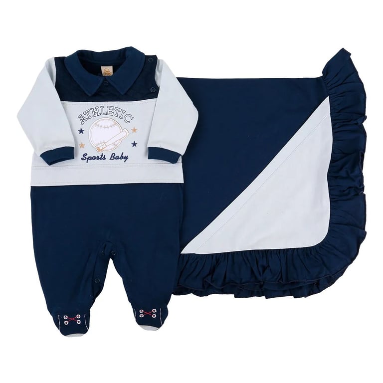 Saída Maternidade Din Don Bordado Sports Baby Azul Marinho