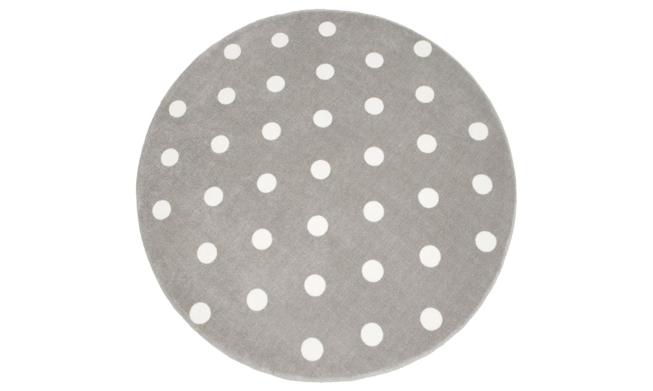 Tapete Redondo Cinza Bolinhas Branco 1,60m