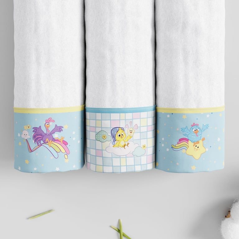 Jogo de Fraldas de Ombro Galinha Pintadinha Estrelinha 3 Peças