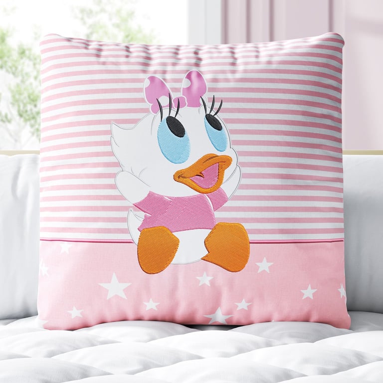 Almofada Quadrada Margarida Baby Rosa 30cm