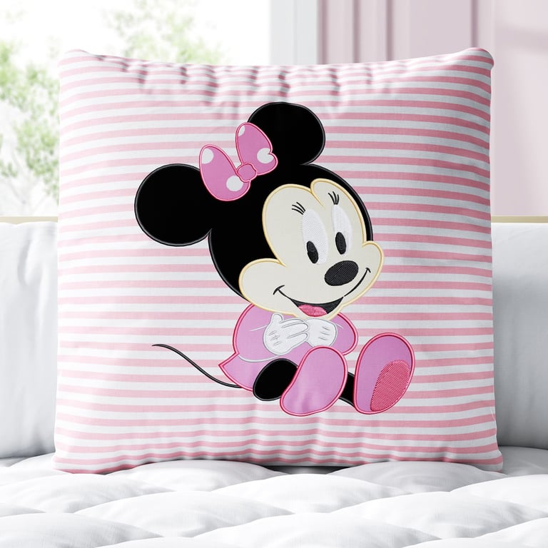 Almofada Quadrada Minnie Mouse Baby Rosa 30cm