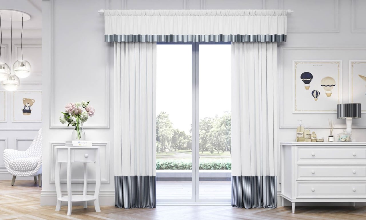 Cortina Luxo Branco/Azul Marinho — vista alternativa