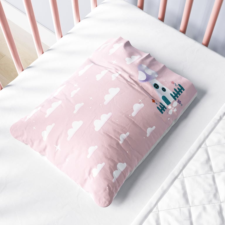 Fronha Bebê Casinha Cogumelo no Céu Rosa