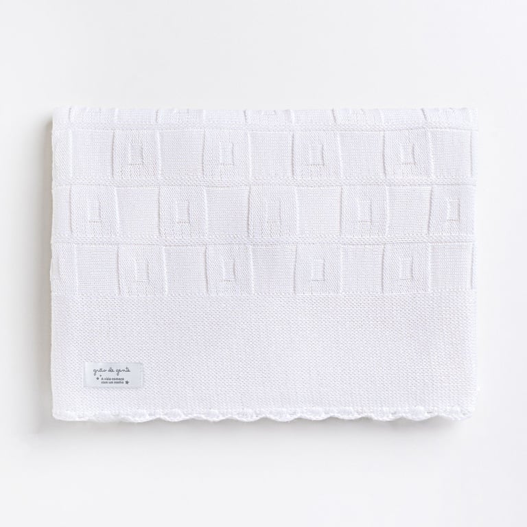 Manta Bebê Tricot Quadrado Perfeito Branco 80cm