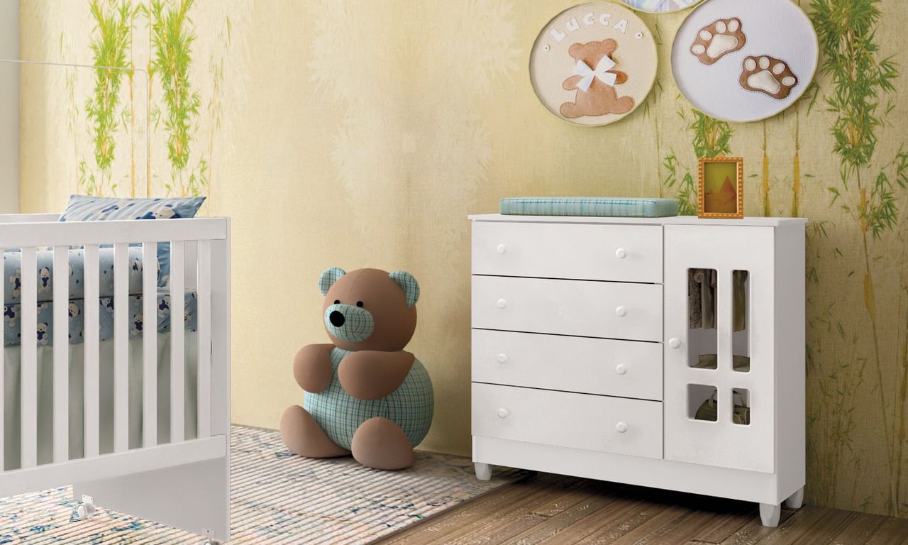 Cômoda Infantil Branco com Porta Ariel