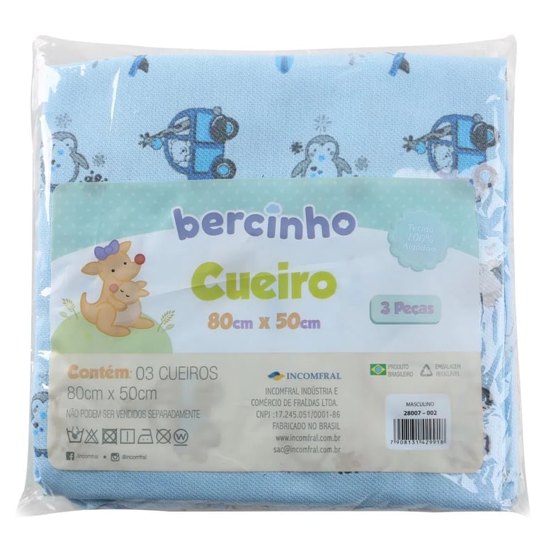 Kit Cueiro Flanelado Incomfral Bercinho Carrinhos