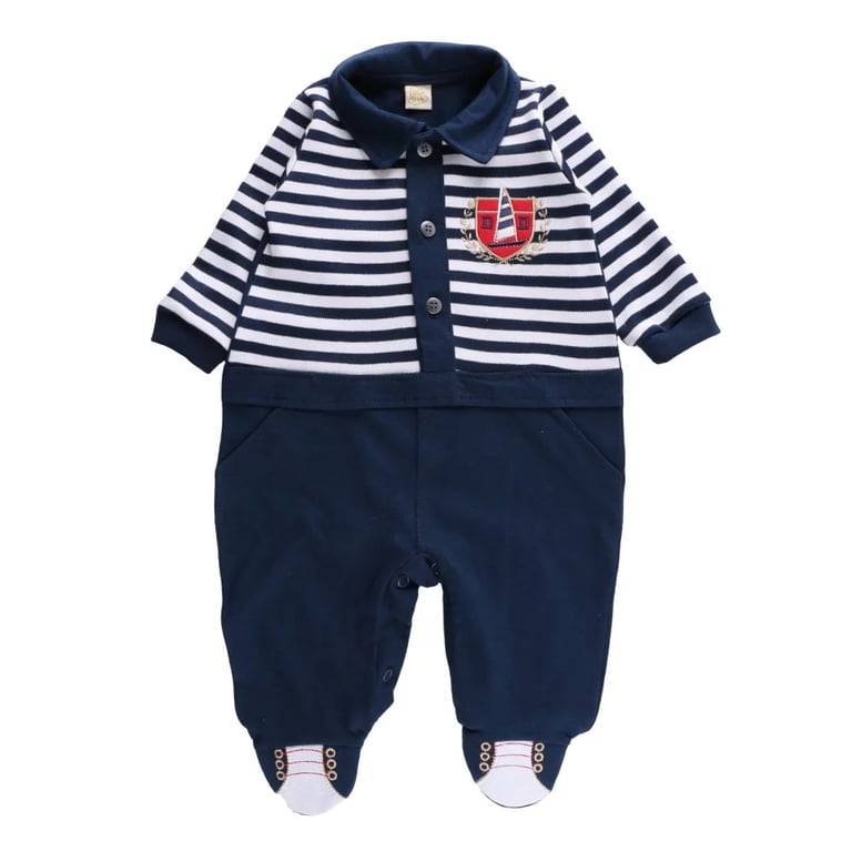 Saída de Maternidade Din Don Bordado Brasão Azul Marinho Tam P