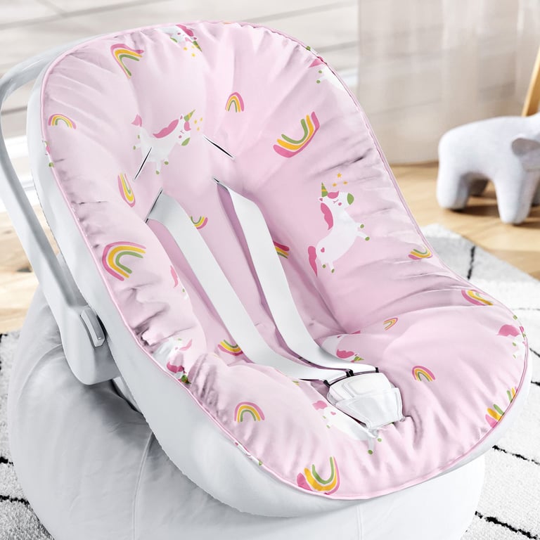 Capa de Carrinho com Protetor de Cinto Amiguinhas Unicórnio Rosa