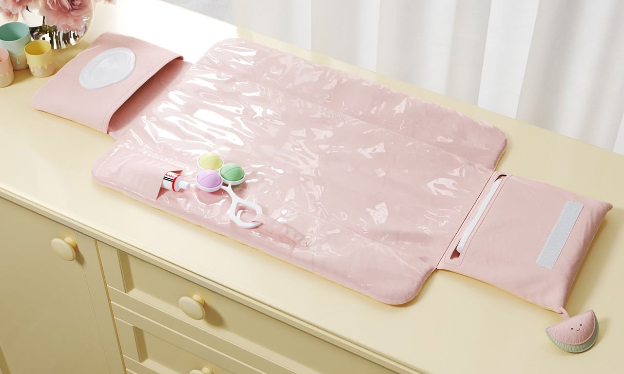 Trocador de Fraldas Portátil com Bolsos Melancia 85x40cm — vista alternativa