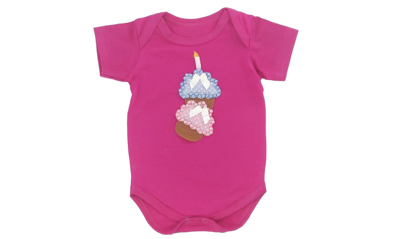 Body Manga Curta Cupcake Pink Tam GG