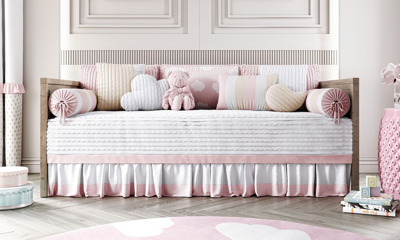 Kit Cama Babá Tricot Nuvem Rosa — vista alternativa