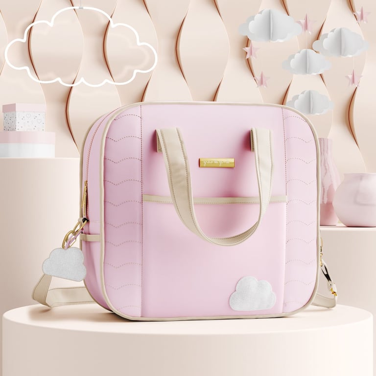 Bolsa Maternidade Nuvem Rosa 34cm
